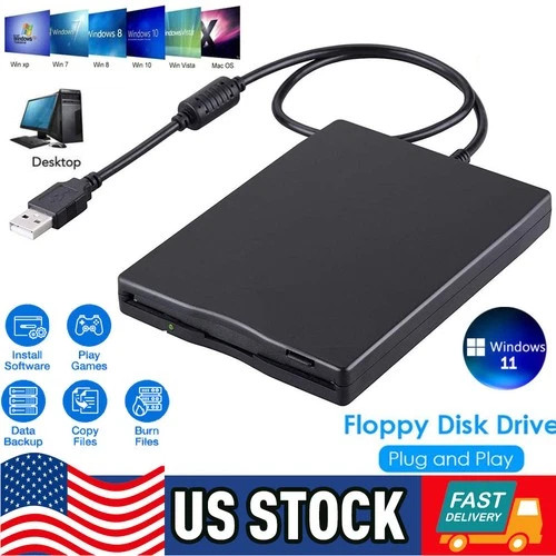 USB 2.0 3.5 inch Portable External Floppy Disk Drive 1.44Mb Reader FDD PC Laptop