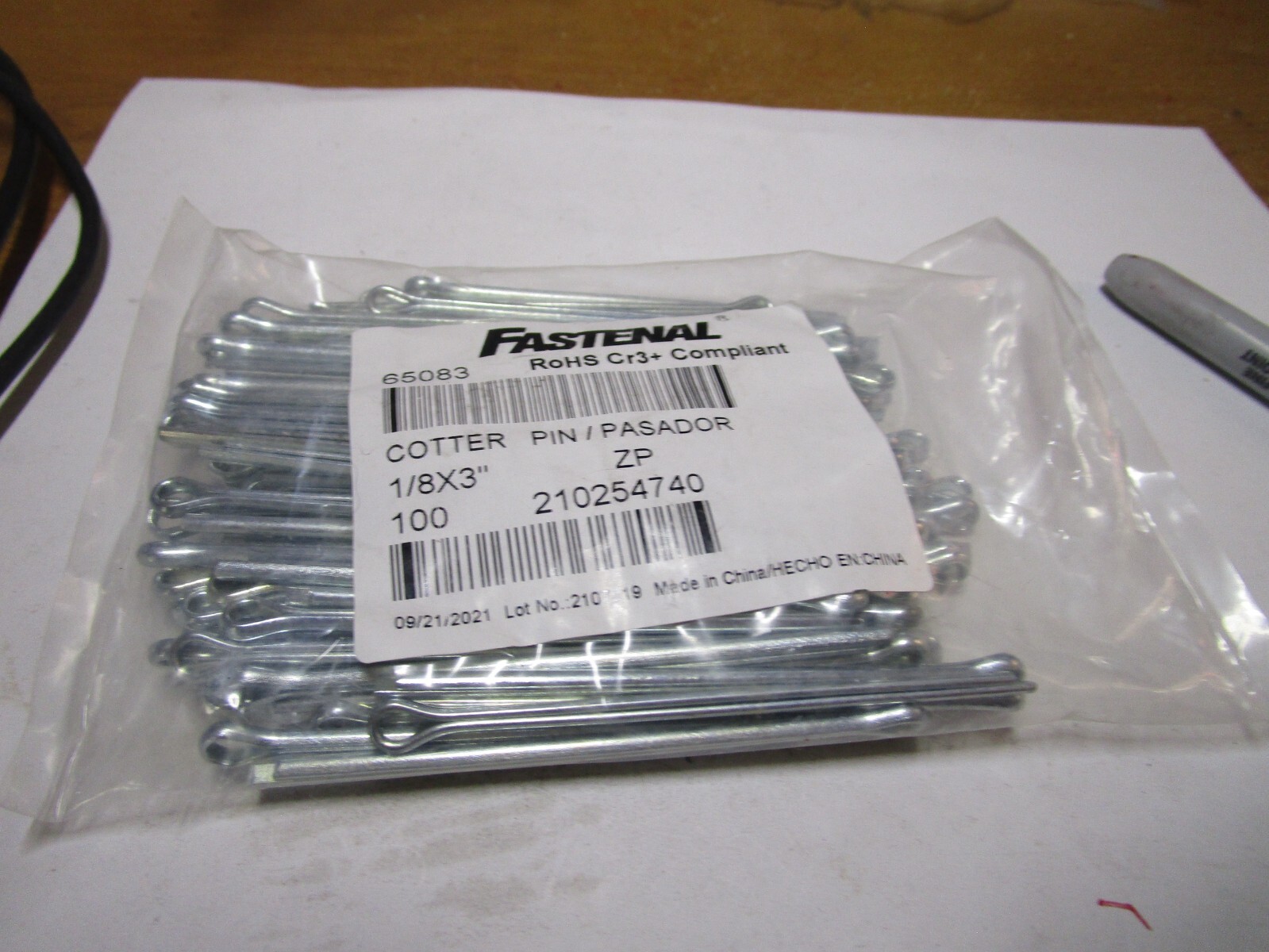 1/8" x 3" Zinc Finish Extended Prong Cotter Pin QTY 100