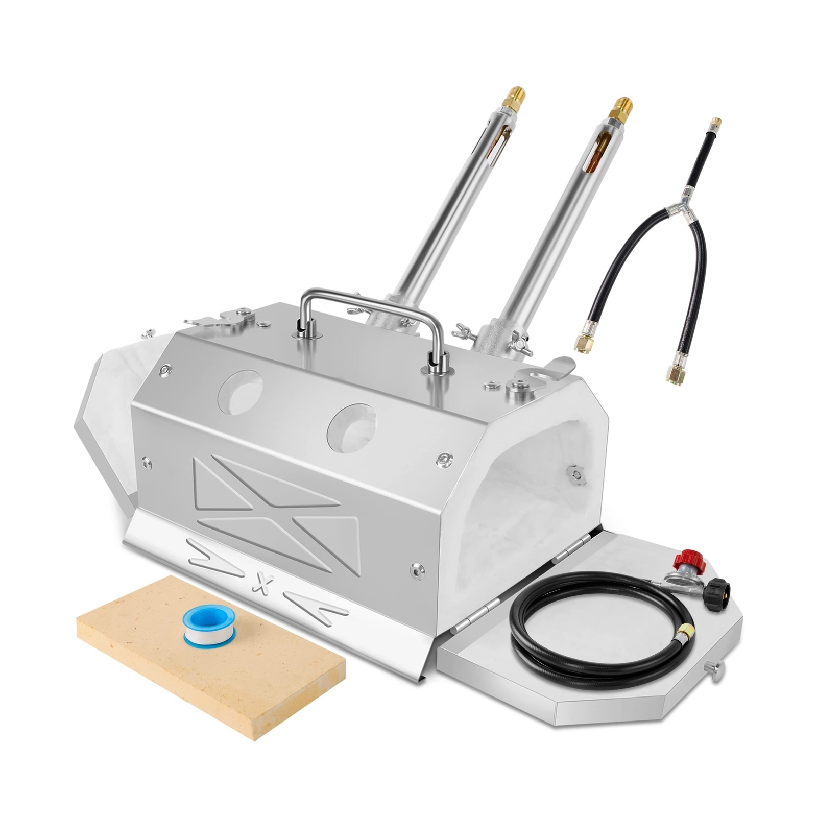 ATkrou Gas Propane Forge 2600°F,Double Door,Large Capacity,Portable Equipme