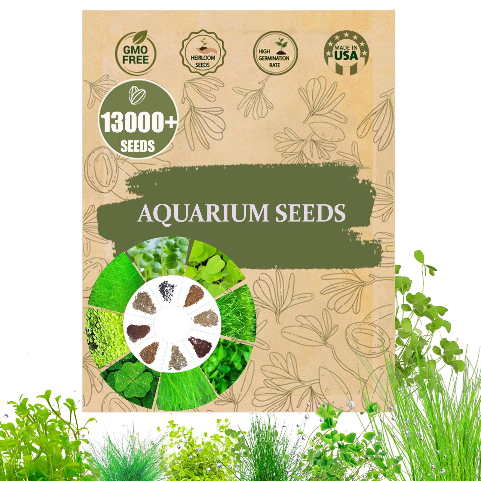 Premium Aquarium Plant Seeds for Planting – 13,000+ Live Mixed Seeds, 8 Green