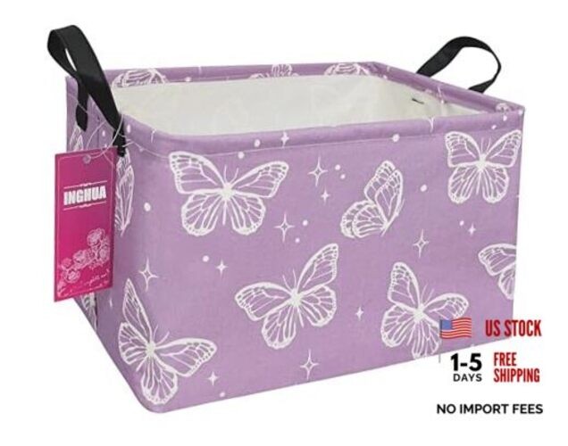 Rectangular Storage Basket Fabric Organizer Bin for Rec-butterfly