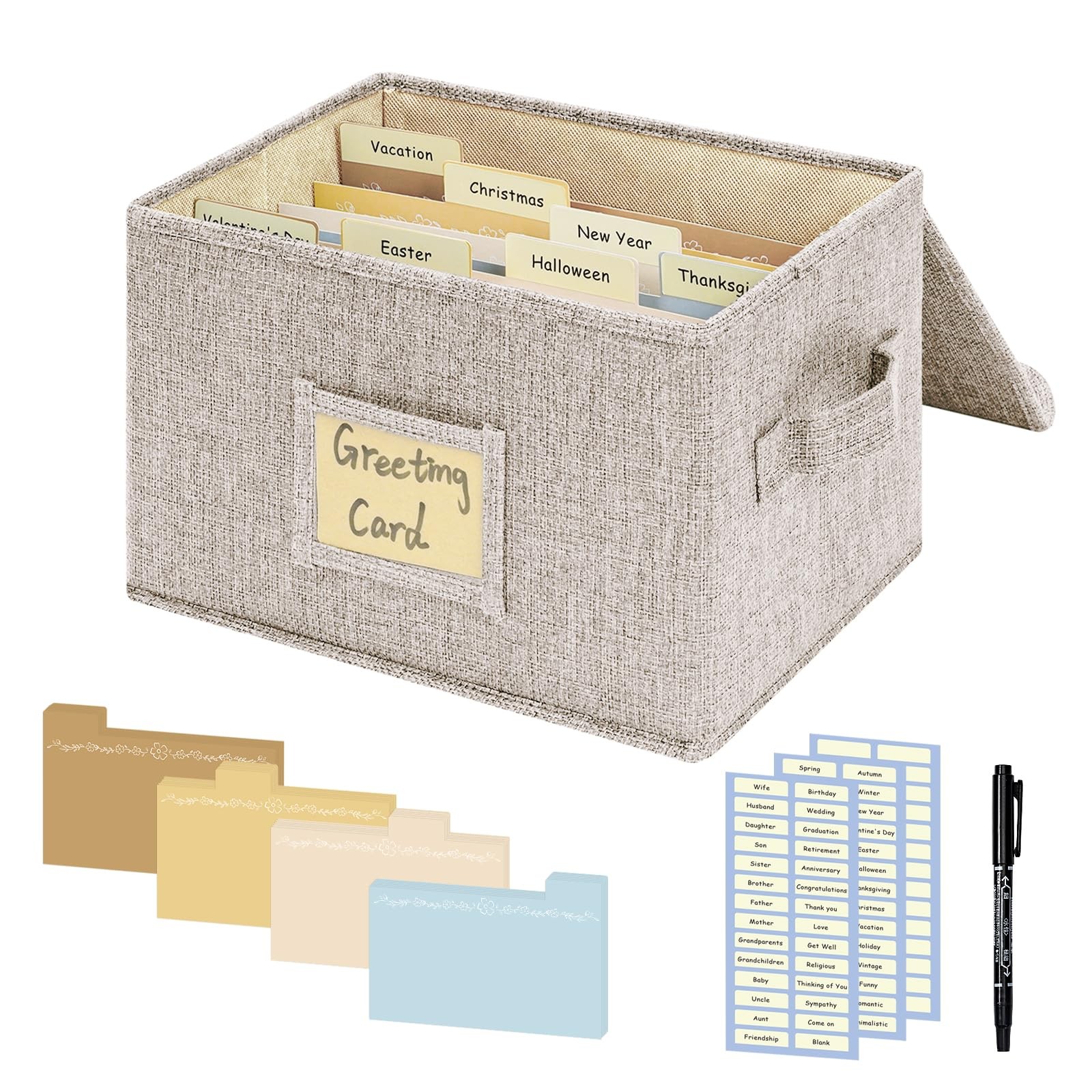 Greeting Card Organizer, Card Organizer with 20 Dividers, 84 Label Stickers, ...