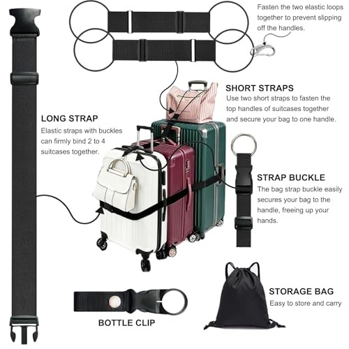 5 Pack Adjustable Luggage Connector Straps for Multiple Suitcases | Adjustable