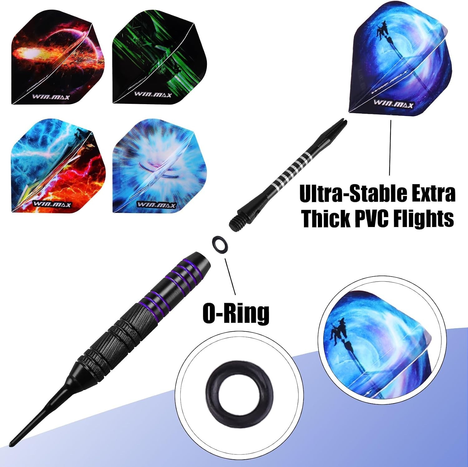 Complete 12-Piece Soft Tip Darts Set with 100 Tips & Unique Flights for Elegance