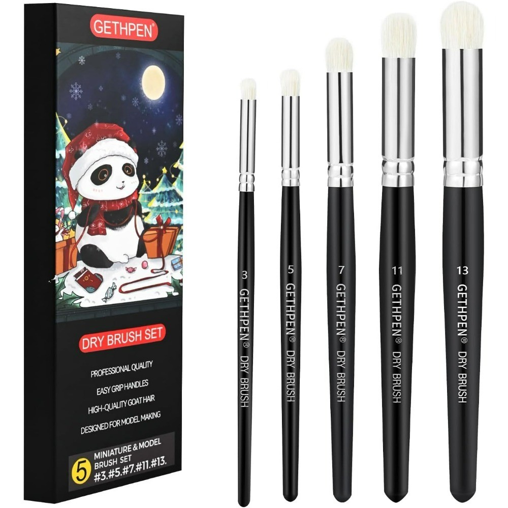 Dry Brush Set for Miniature Painting 5 Sizes Hobby Detail Paint Brushes Acrylic