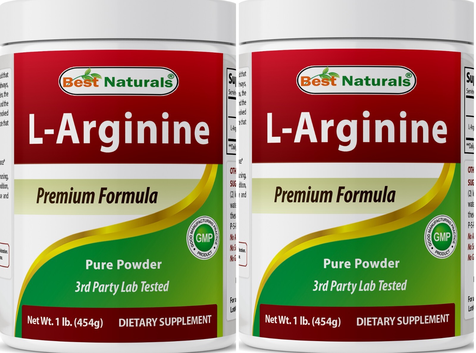 2 Pack Best Naturals L-Arginine 1 LB Powder