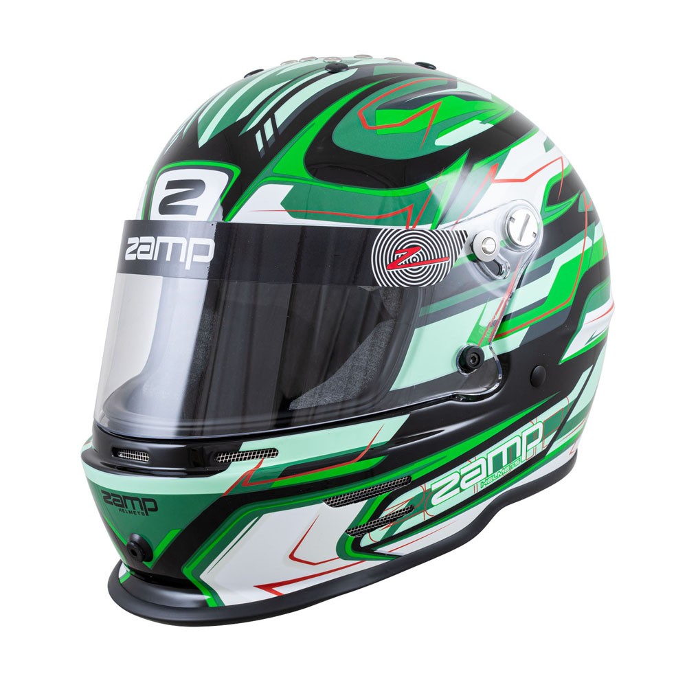 Zamp H753C4952, RZ-42Y Youth Helmet, 52cm, Black/Green/Lt Green, Snell CMR2016