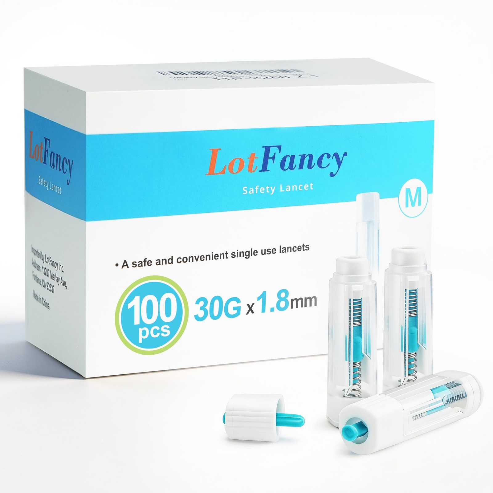 Lancets for Diabetes Testing, 30 Gauge, 100 Count Safety Lancet, 1.8mm Depth,...