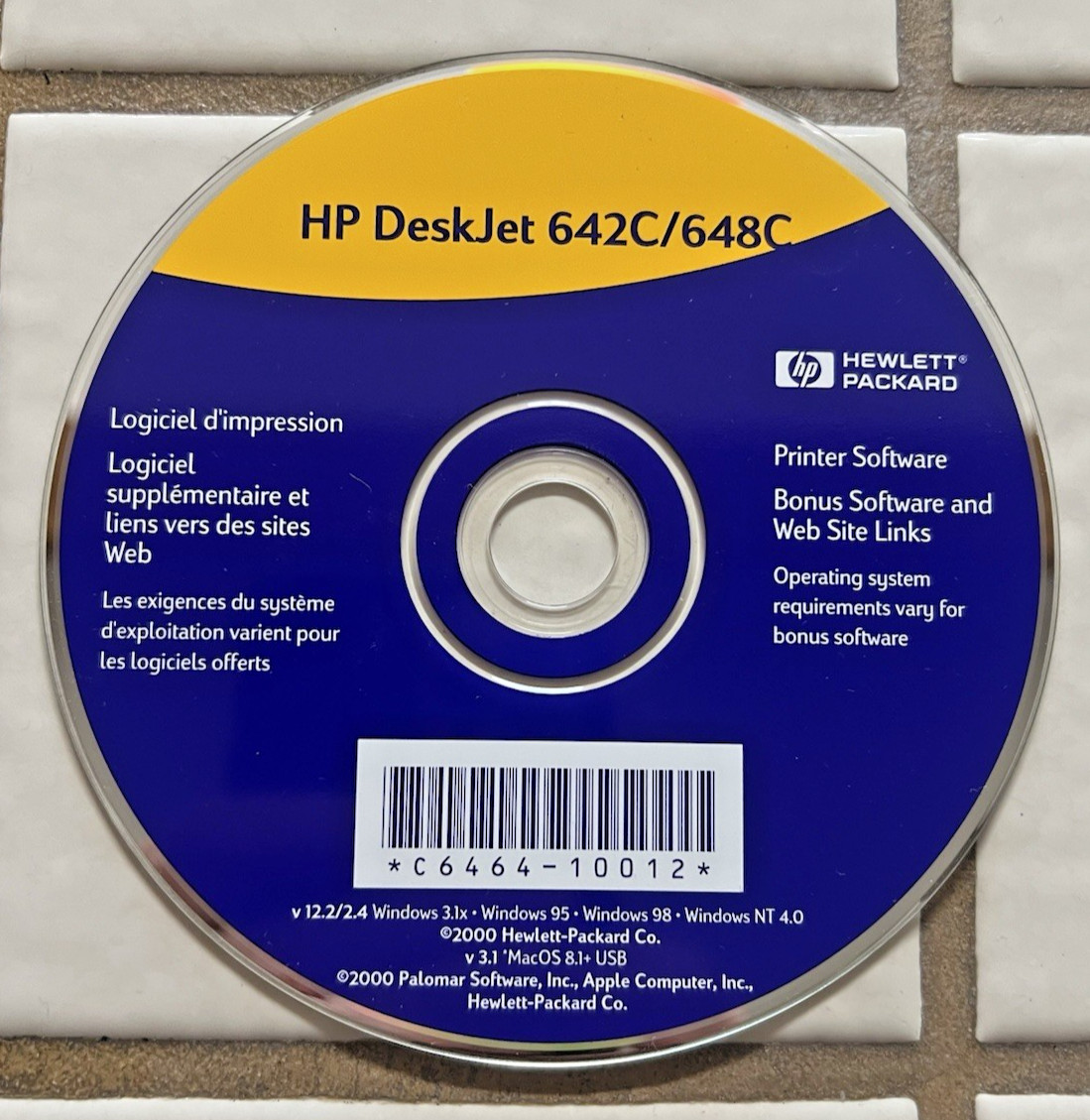 HP DeskJet 642C/648C Series Printer Software CD Disk For Window pre owned