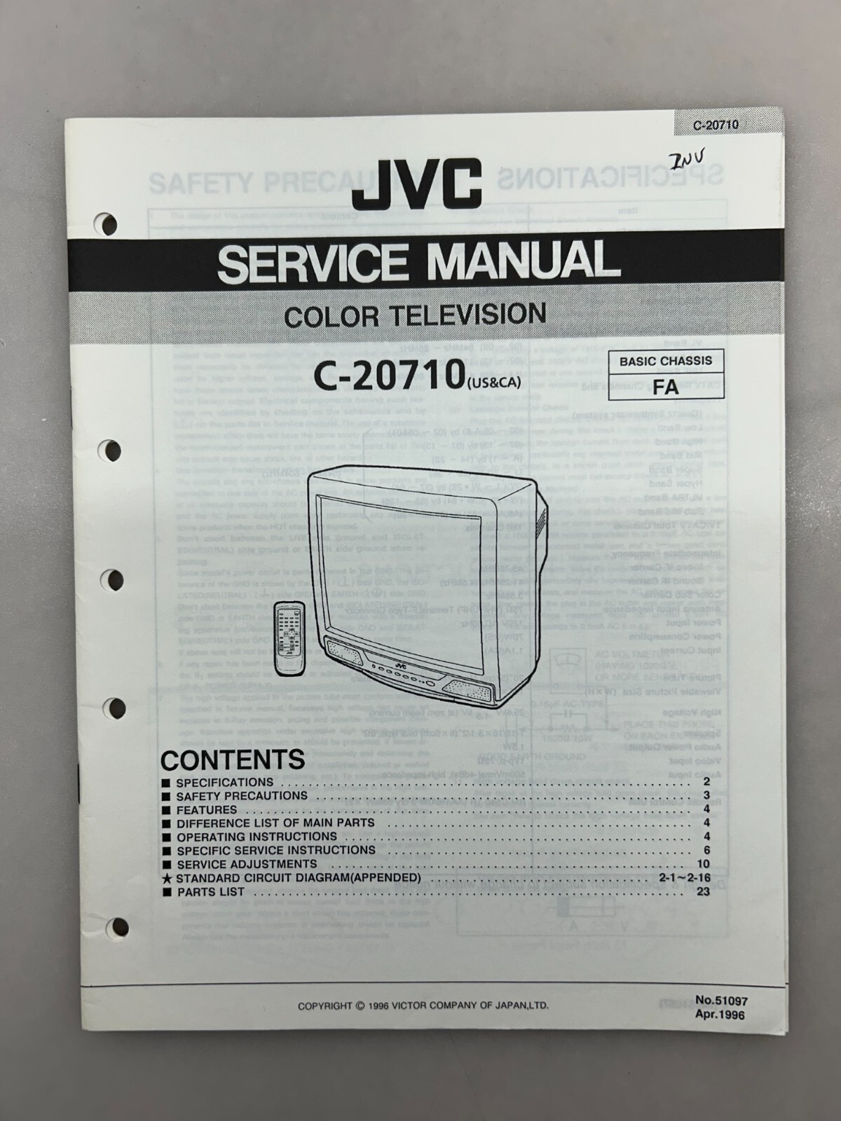 JVC C-20710 Original Service Manual Free Shipping