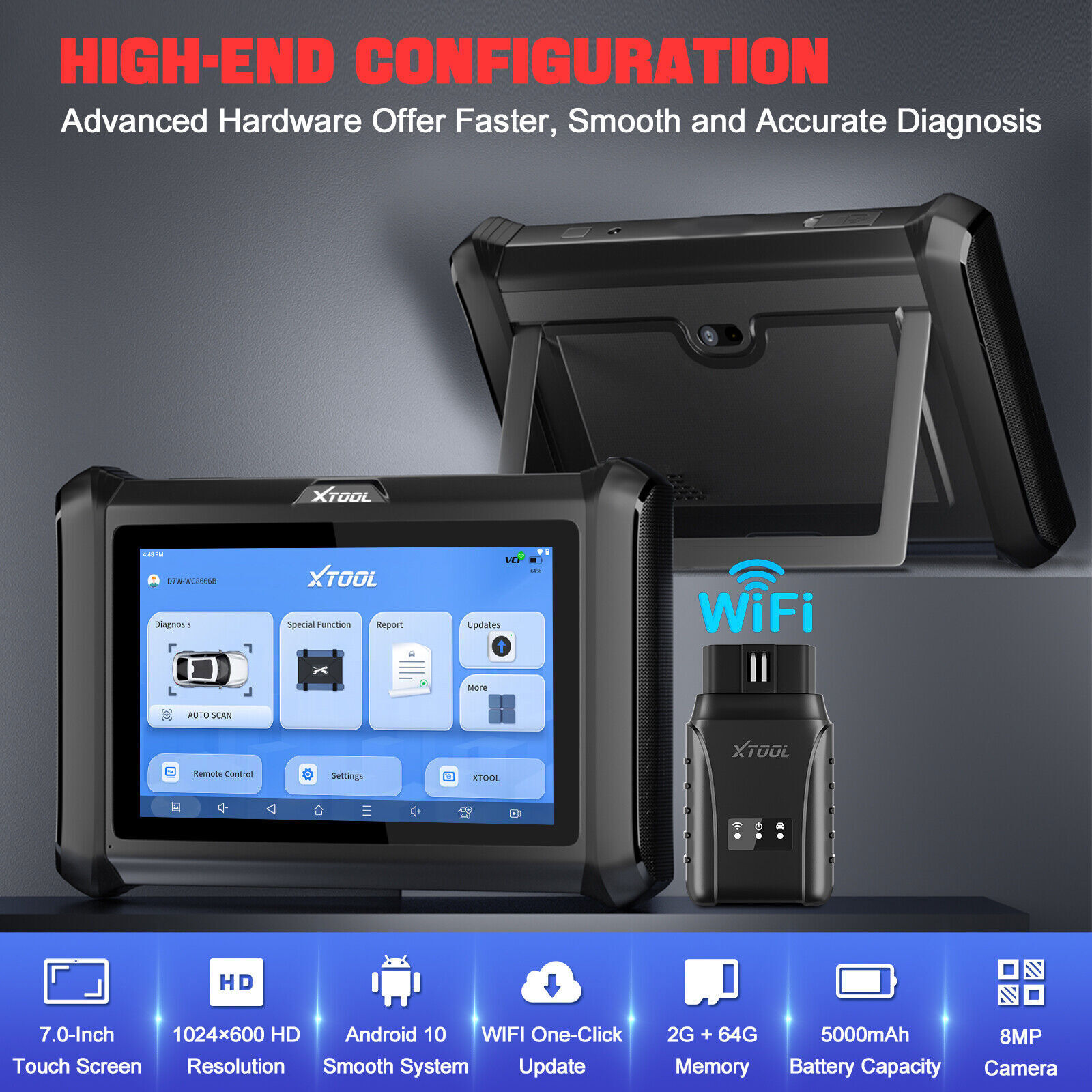 XTOOL USED D7W WIFI Connection OBD2 Diagnostic Scanner Bidirectional Key Coding
