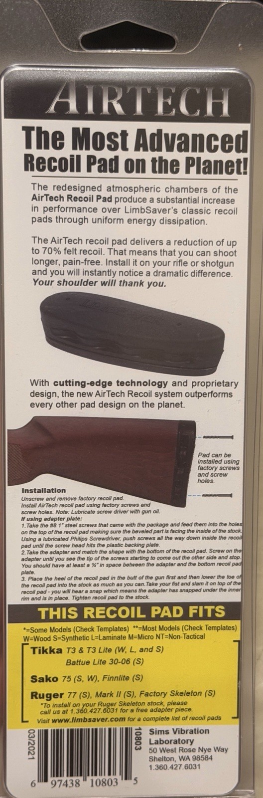 LimbSaver 10011/10803 AirTech Precision-Fit Recoil Pad
