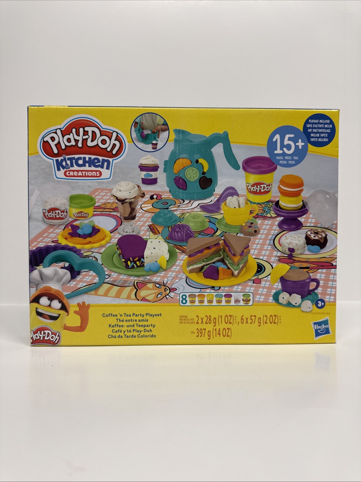 PLAY-DOH KITCHEN CREATIONS COFFEE 'N TEA PARTY PLAYSET 15+ PCS. NEW