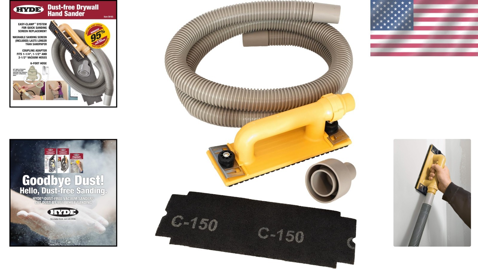 Versatile Dust-Free Hand Sander with 6' Hose: Protects Your Space Effortlessly