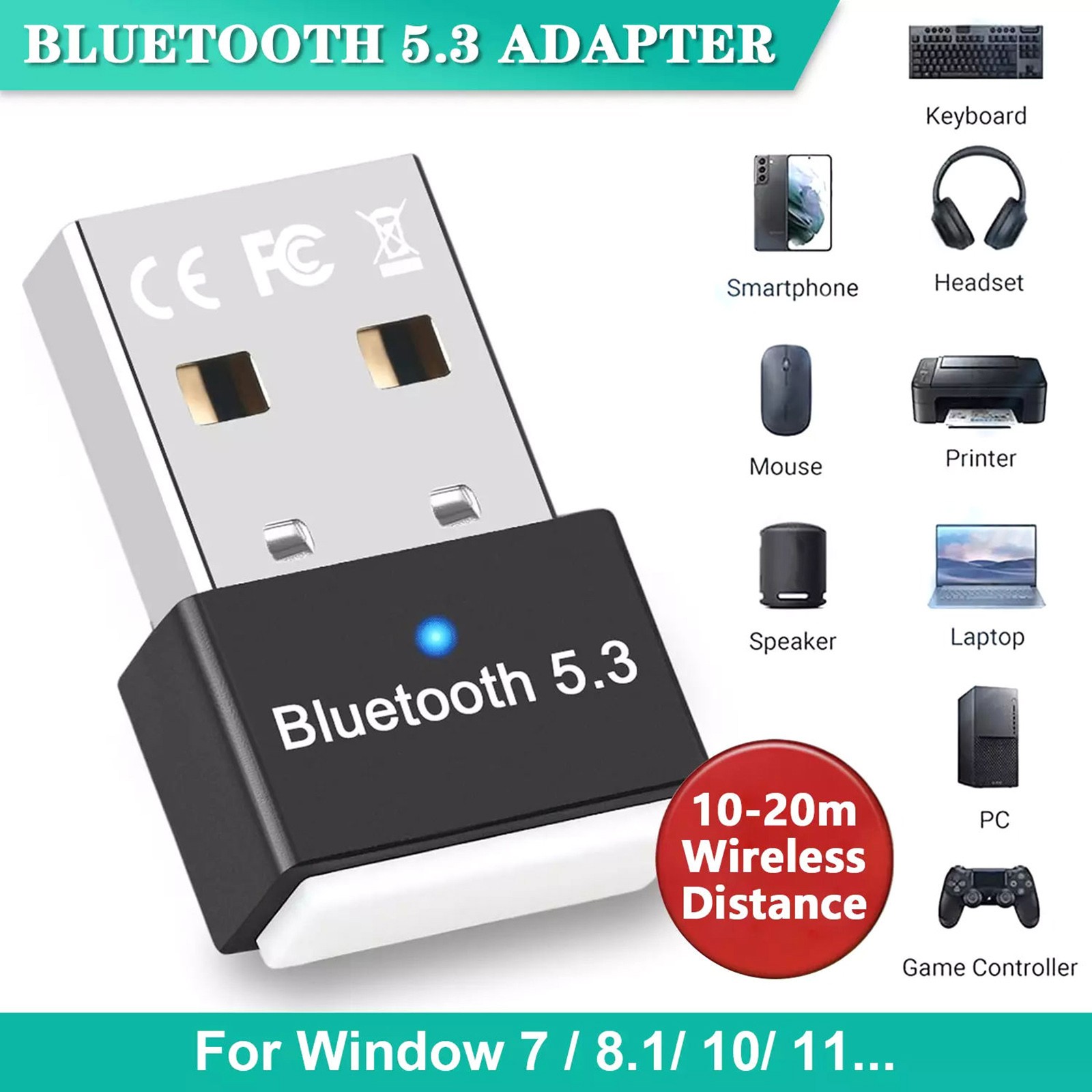 Long Range Bluetooth Adapter Transmitter Receiver Dongle Wireless 1PCS