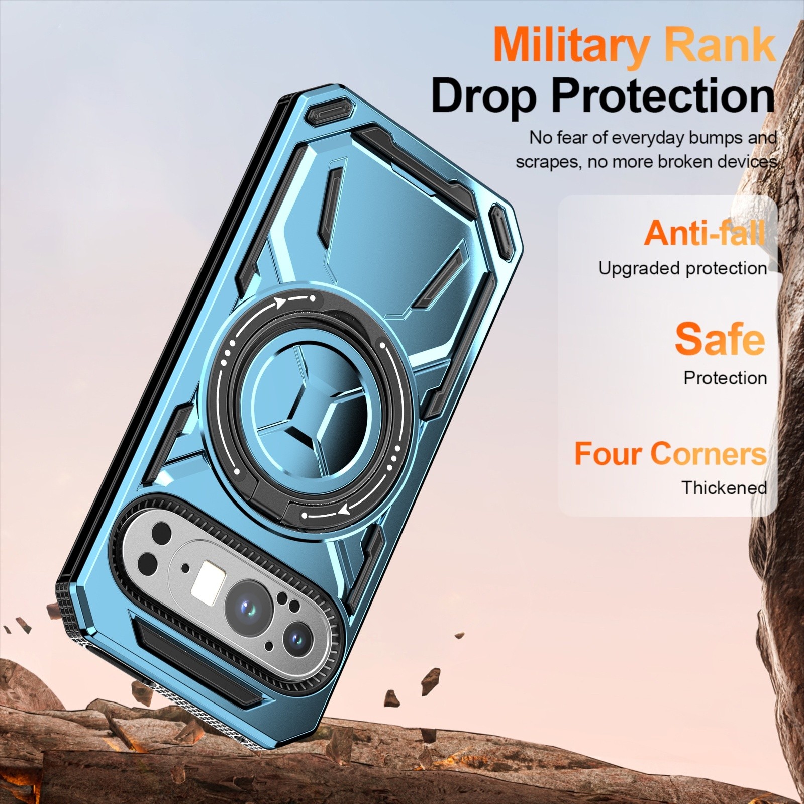 For Google Pixel 9/9 Pro/9 Pro XL Shockproof Ring Stand Hard Back Rugged Case