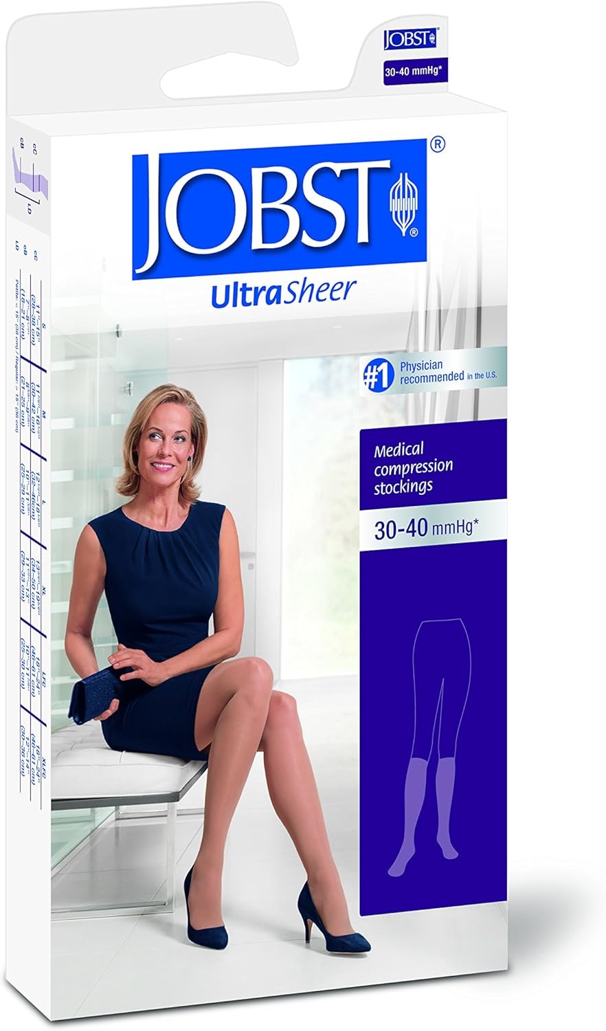 Jobst UltraSheer Knee-High, Closed Toe, 30-40mmHg (Size: XL) Classic Black