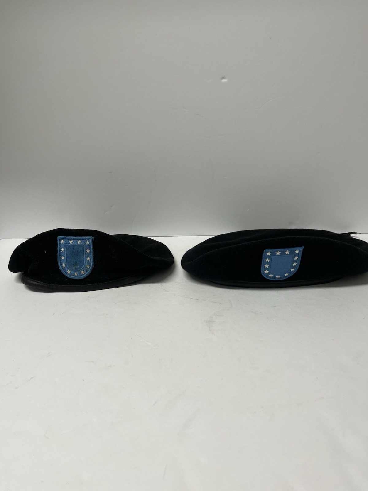 VTG US Army Black Beret Lot 2 Sz 7 1/8 Garrison Collection Military Hat Wool