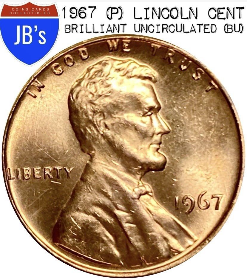 1967 (P) Lincoln Memorial Cent Penny 1c - BRILLIANT UNCIRCULATED (BU)