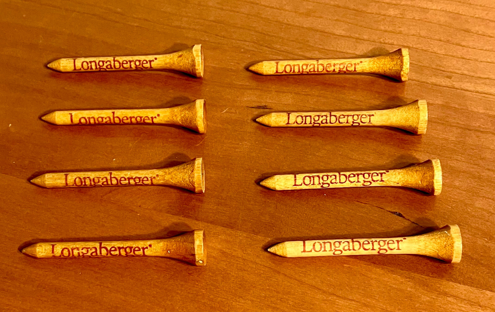 Set of 8 Longaberger Natural Wood 2 1/8" Wooden Golf Tees