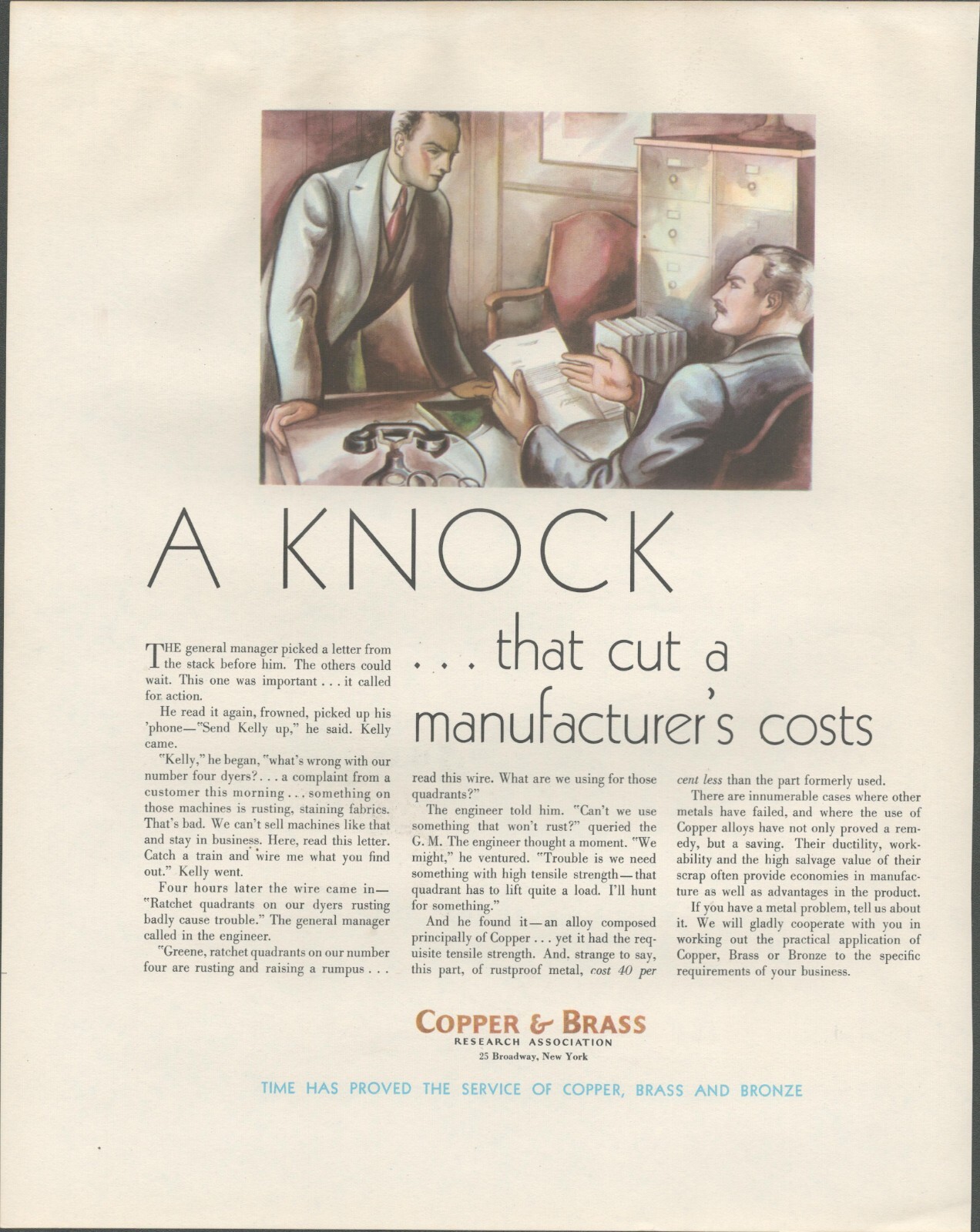 1931 COPPER & BRASS RESEARCH ASSOCIATION ADS - 25 BROADWAY, NEW YORK