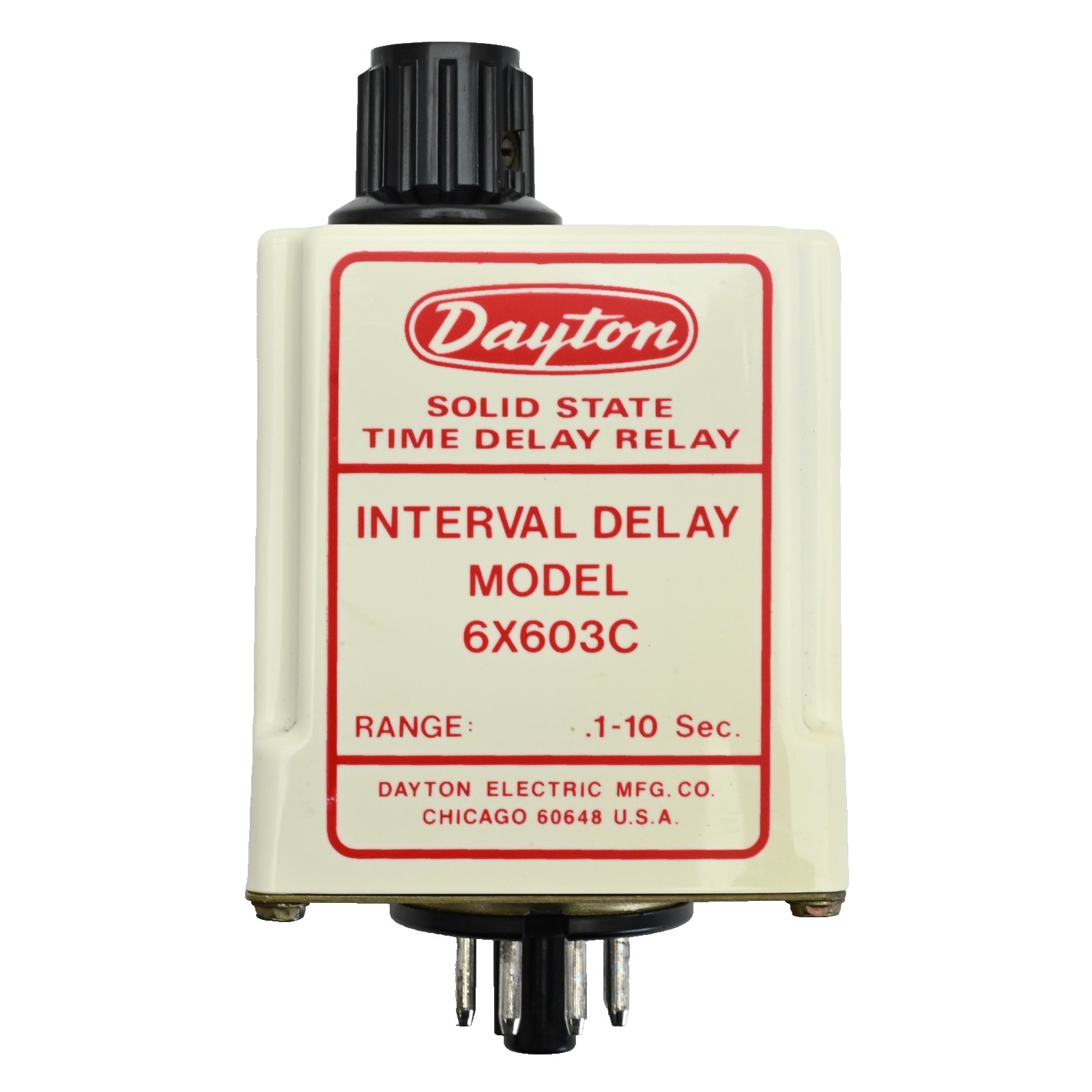 Dayton 6X603C Solid State Time Delay Relay 0.1-10 Seconds 120VAC
