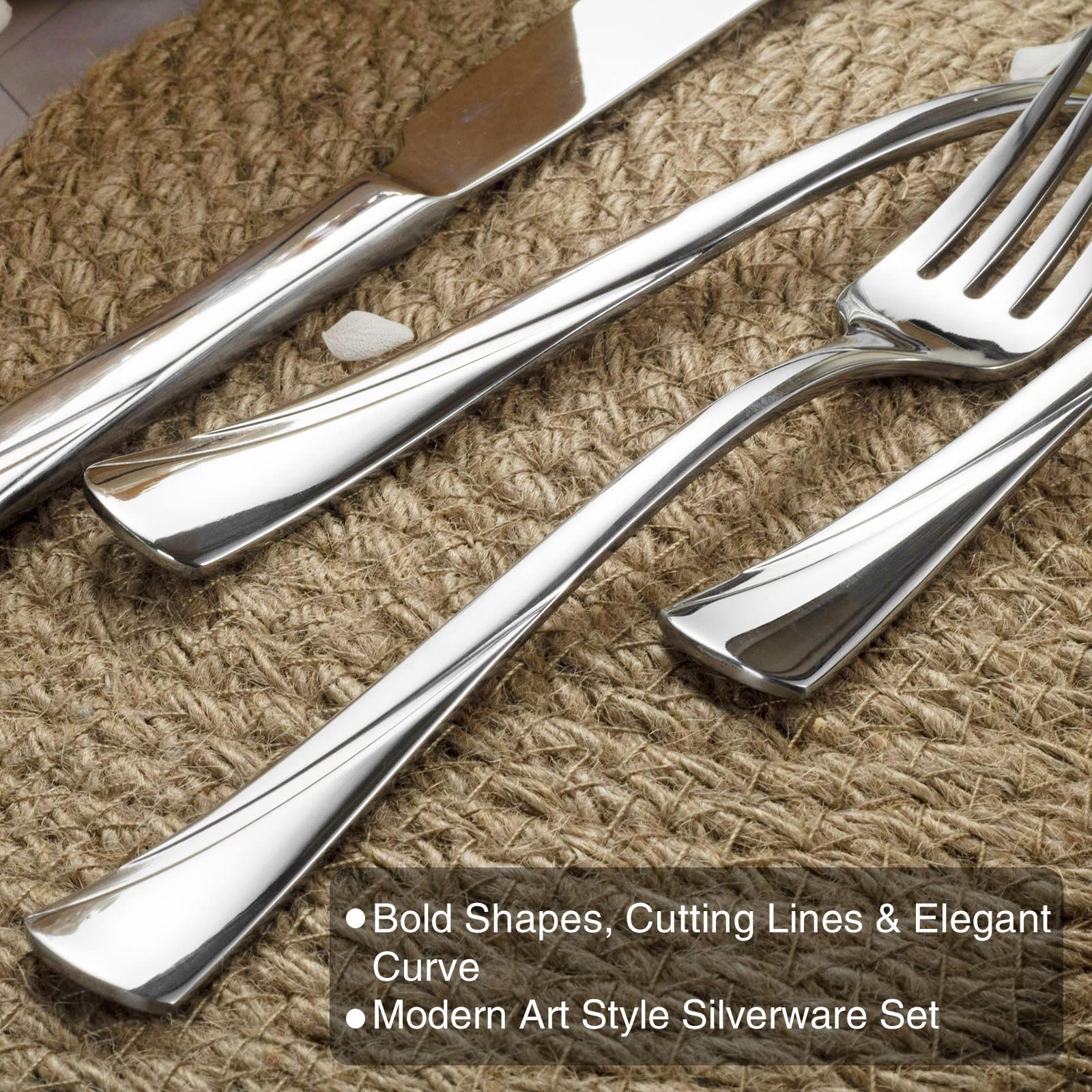 Alata Alice 40-Piece Silverware Set Stainless Steel Flatware Set,Service for ...