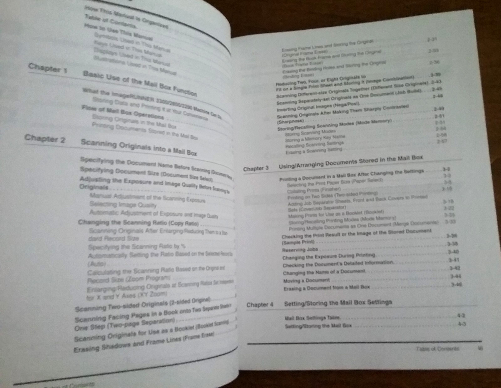 Canon imageRUNNER 3300 /2800 /2200 Reference & Mail Box Function Guide