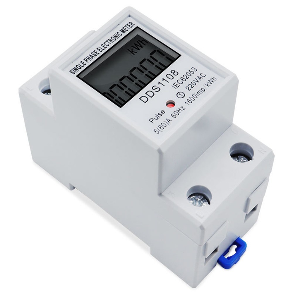 Energy Meter DDS1108 1-Phase 220V LCD Display for For Din Rail Mounting