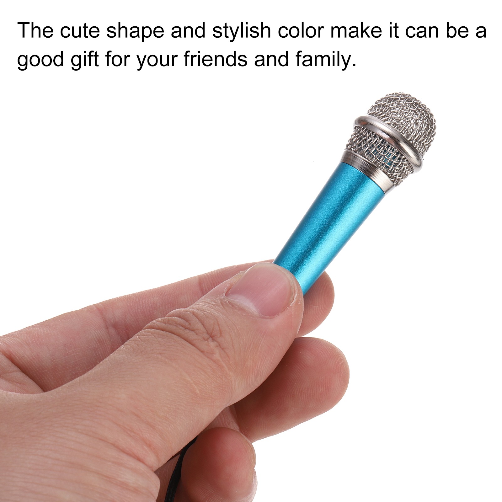 2Pcs Mini Microphone with Covers for Singing Rose Red, Blue
