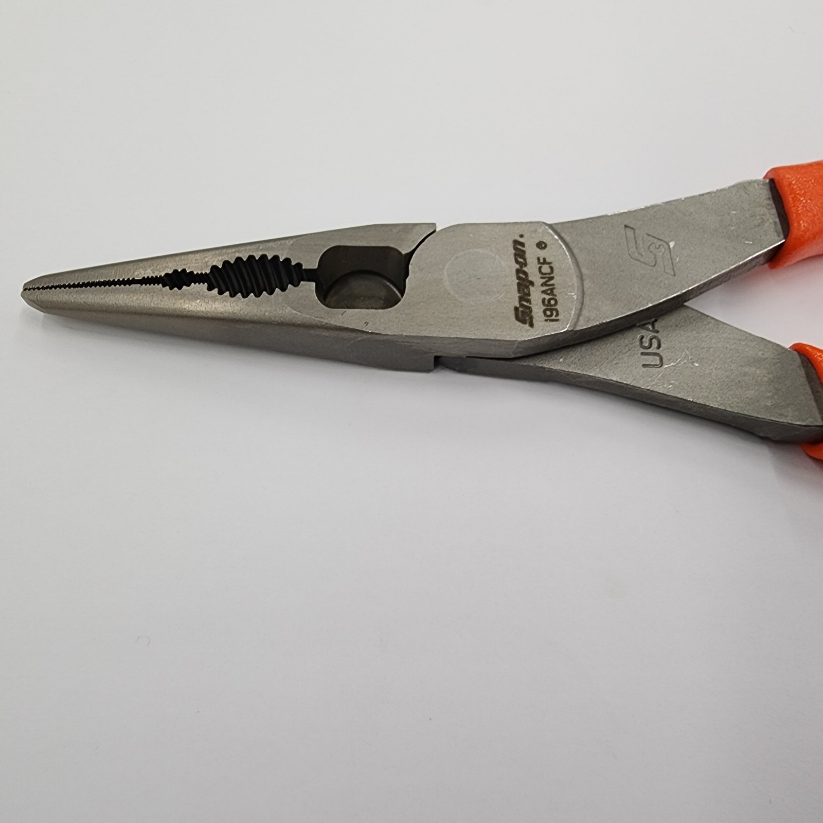 Snap-on Tools USA 9" ORANGE Needle Nose Pliers w/Cutter & Side Fastener 196ANCF