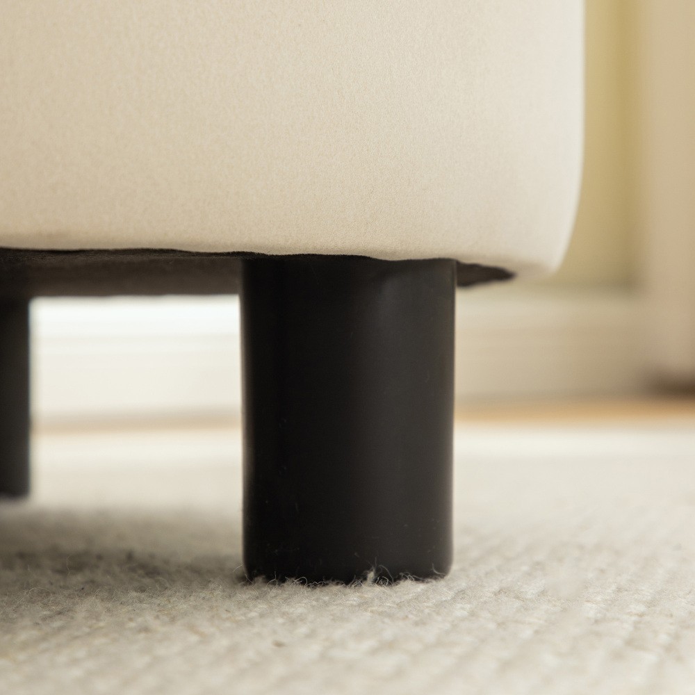 29.33inUpholstered Round Ottoman With Reversible Lid Fleece Fabric Storage Stool