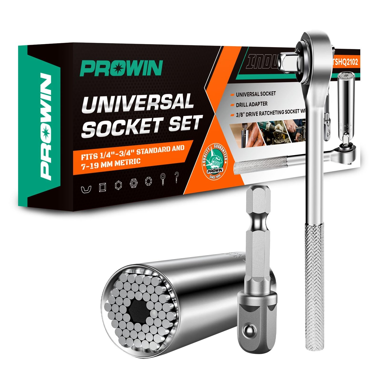 Prowin 3pcs Universal Socket Wrench Ratchet Useful Tool Sets 3PACK, Silver