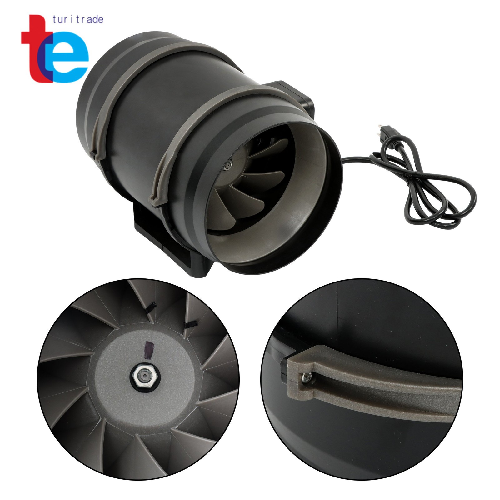 Inline Duct Fan Plastic ABS 8" 807CFM Temperature & Humidity Controller EC Motor