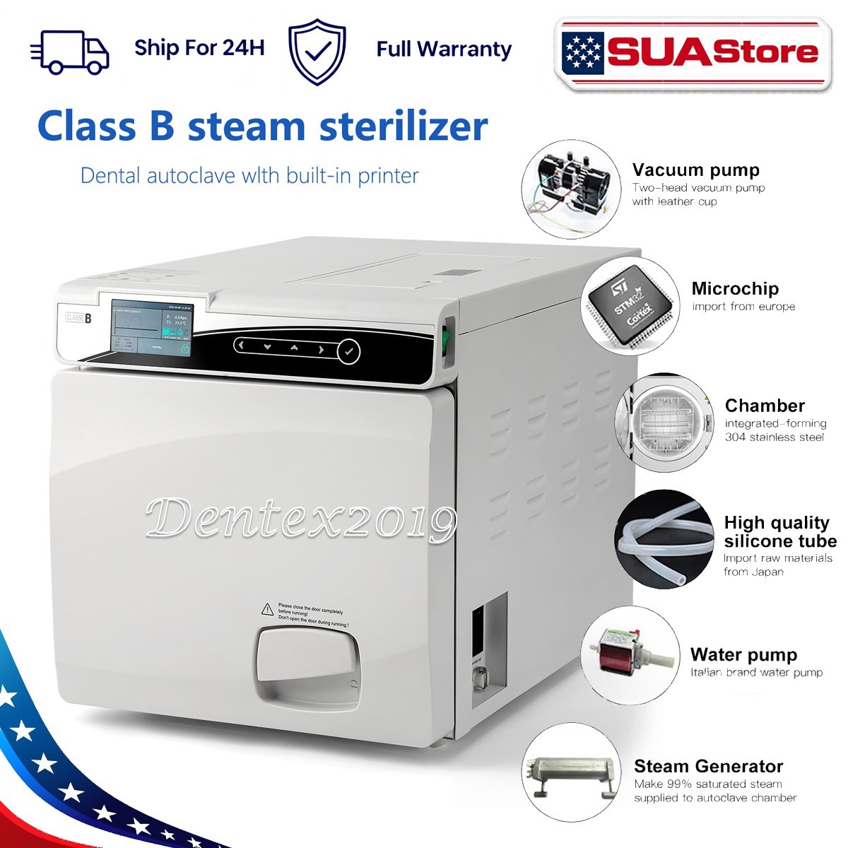Dental autolave 17L lass B steam sterilize vauum pressure steamprinter/Dry