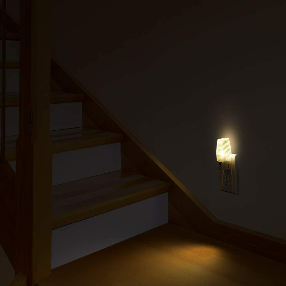 2Pcs Sensor Wall Plug in Night Lights Warm White Nite Light Dusk to Dawn Sensor