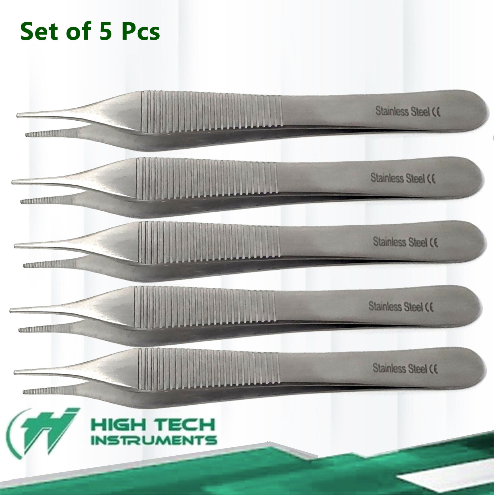 5 PCS ADSON DRESSING FORCEPS FINE POINT 4.75" SERRATED SURGICAL INSTRUMENTS