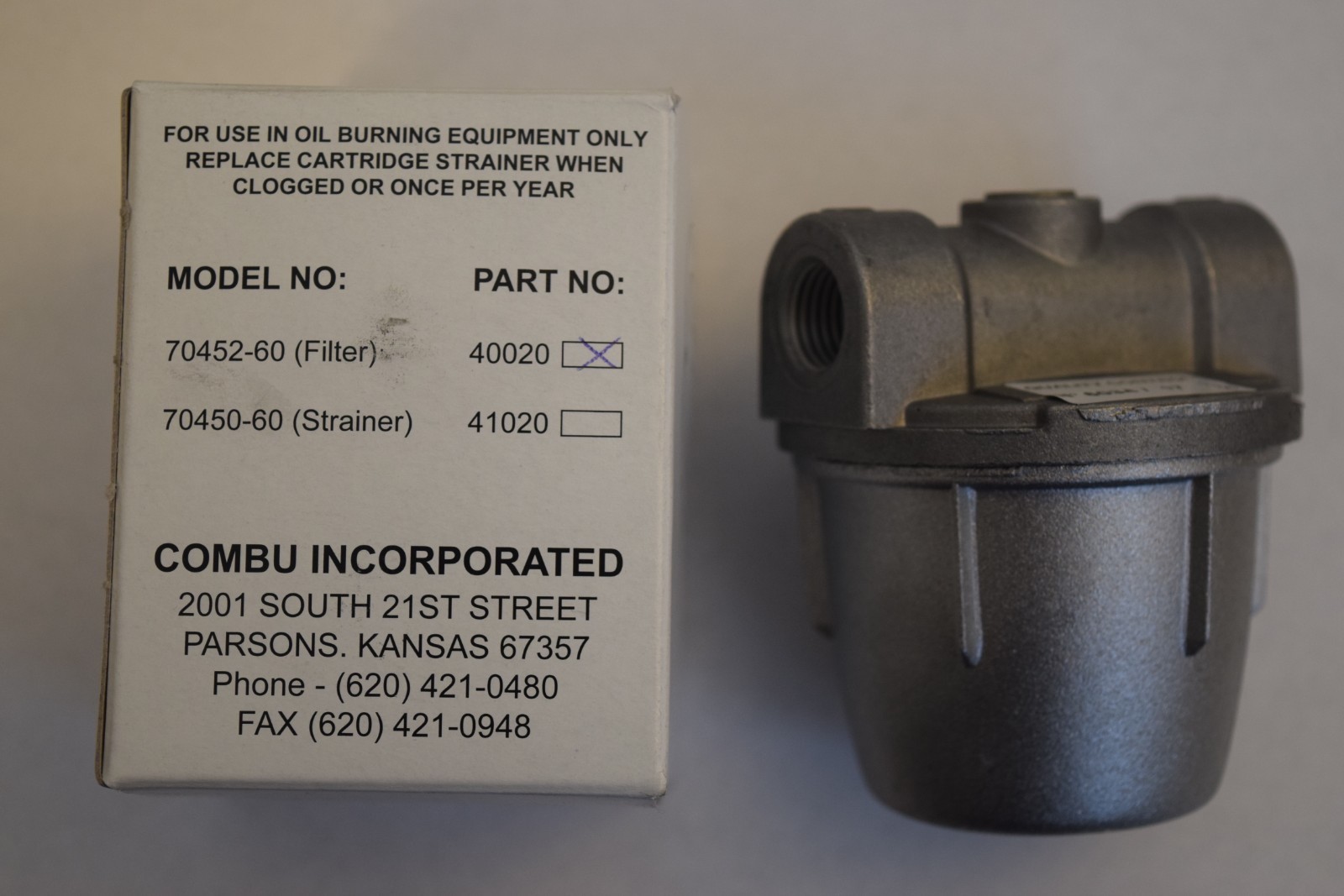 Combu 40020 / 70452-60 General Purpose Strainer Filter Fuel Oil 1/4" NPT 60 Mic