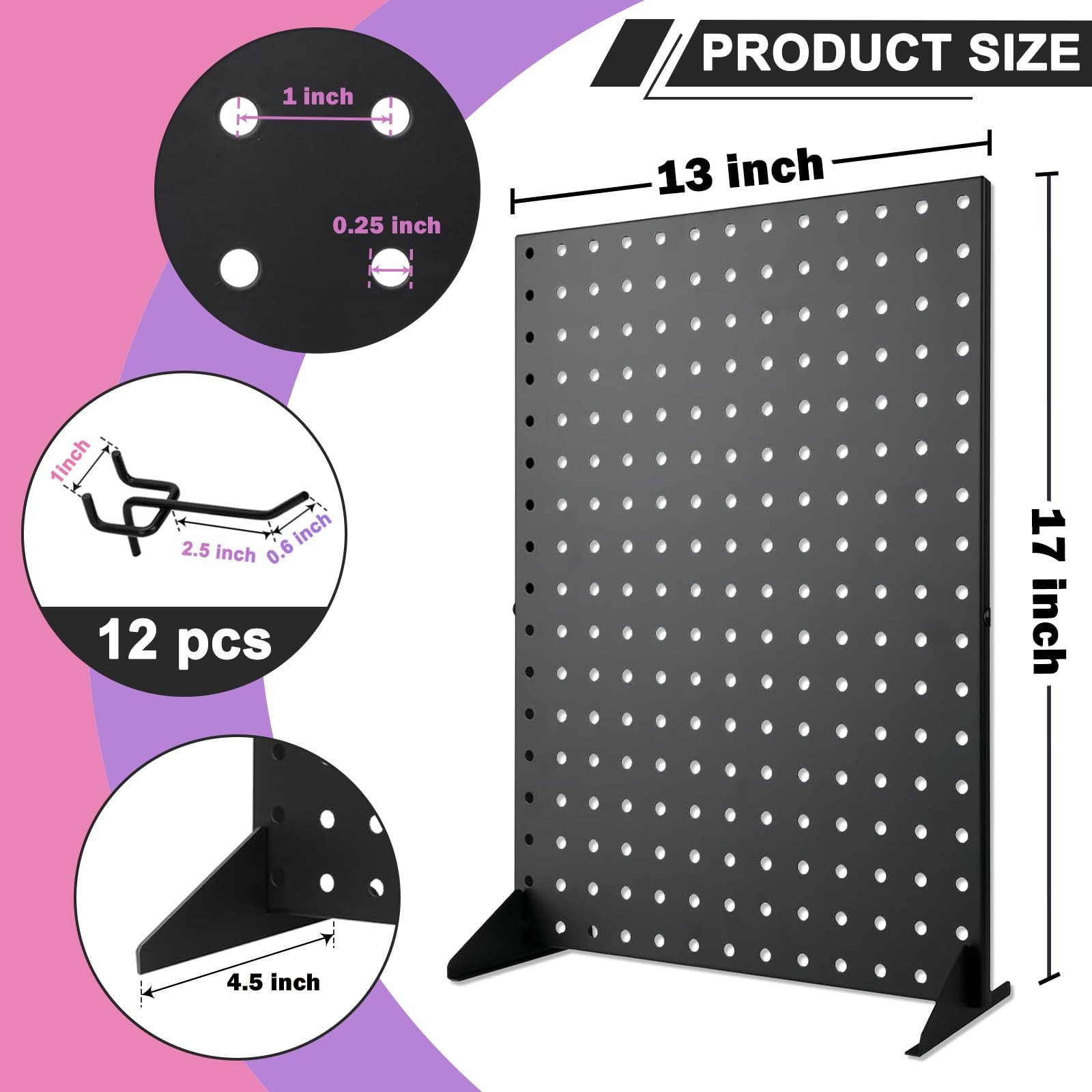 Peg Board Display Stand for Vendors with 12 Hooks Metal Tabletop Pegboard Dis...