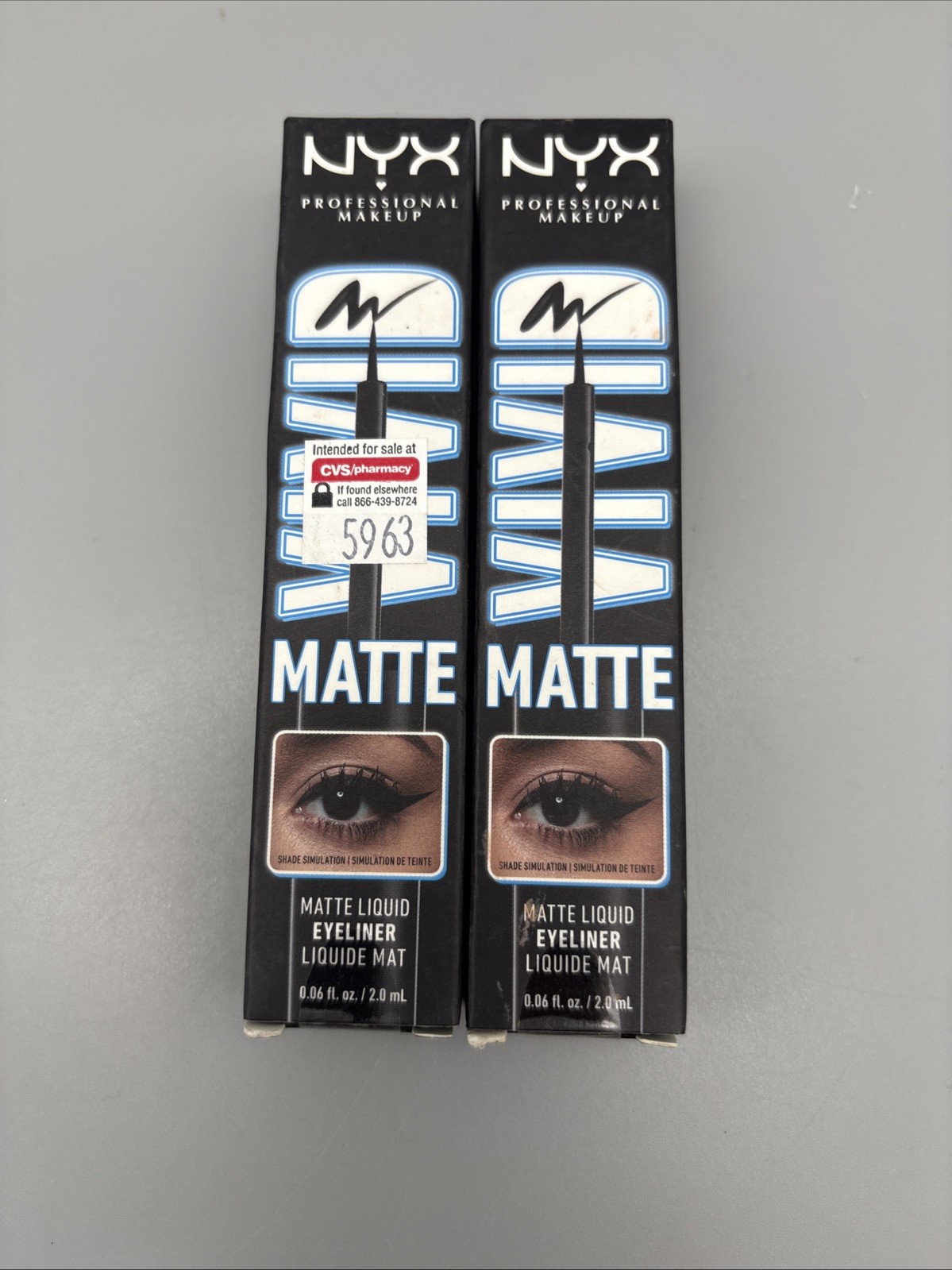 2 NYX Vivid Matte Black Liquid Eyeliner -.06 Oz / 2ml Each - Full Size - NIB