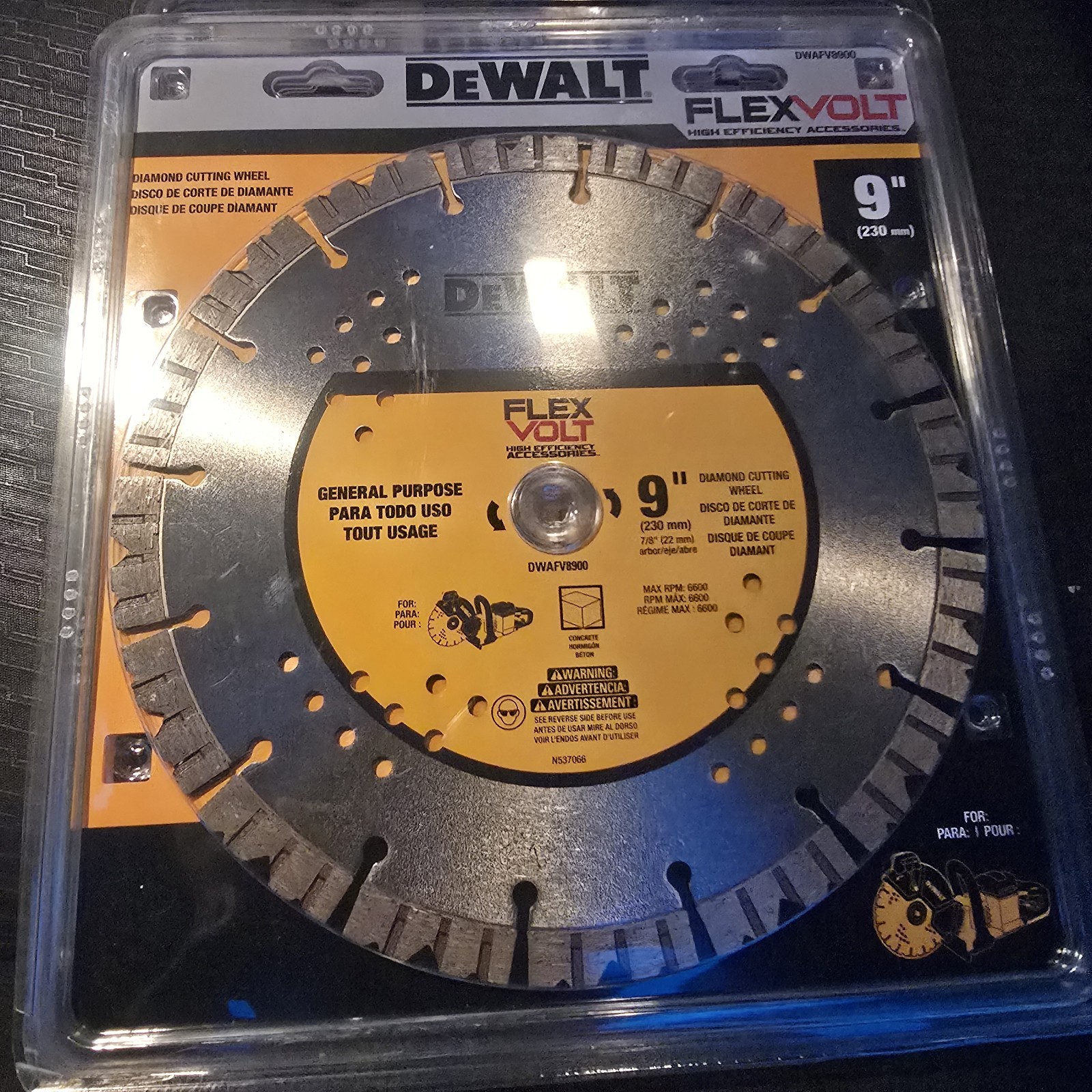 DeWalt FlexVolt 9 in. D X 7/8 in. Diamond Segmented Rim Diamond Saw Blade