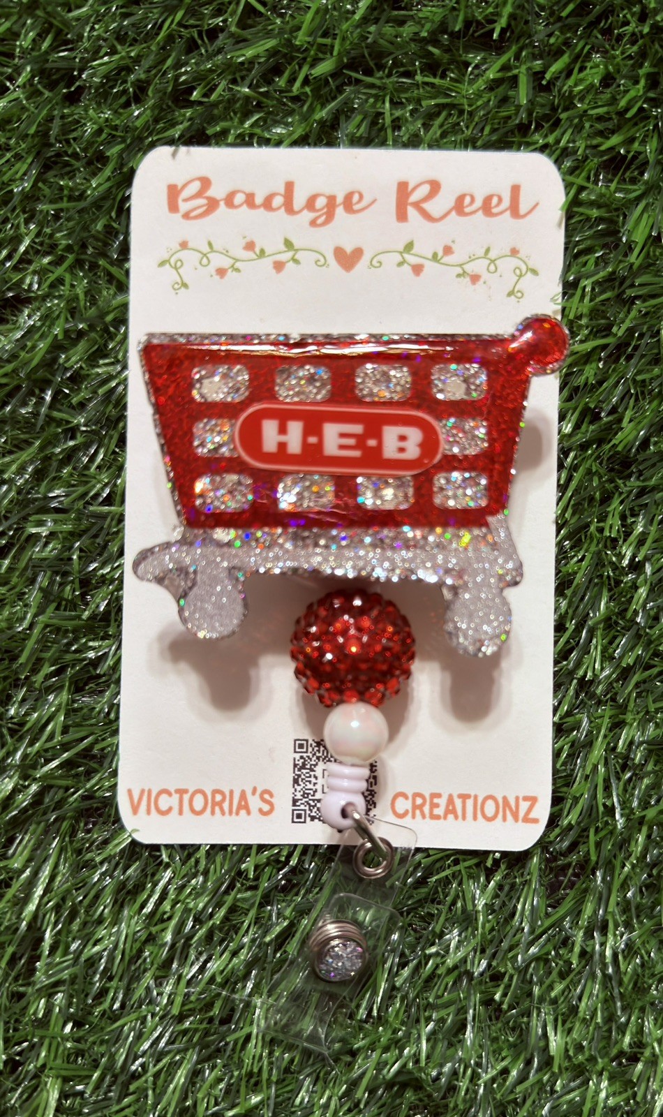 HEB Cart Glitter Badge Reel
