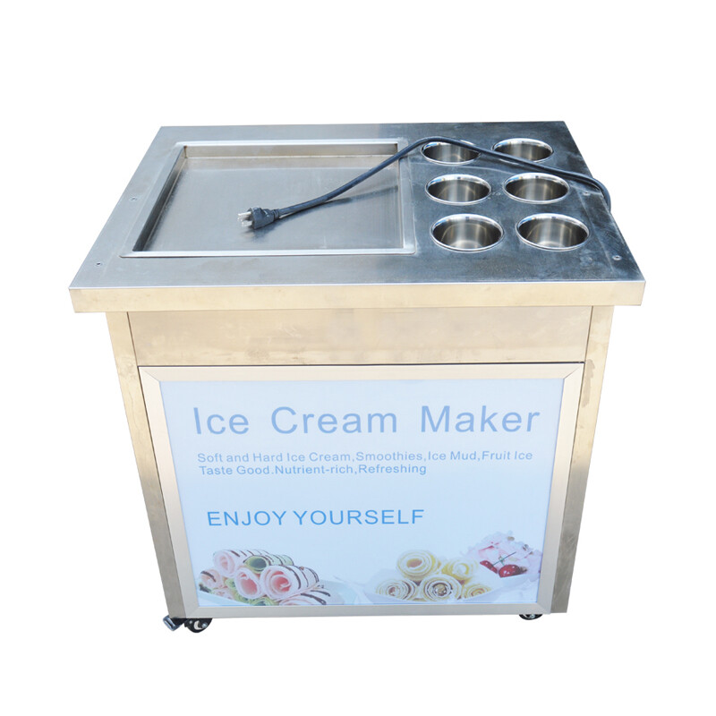 Commercial Rolled Ice Cream Machine, Ice Roll Machine Yogurt Cream Machine 110V