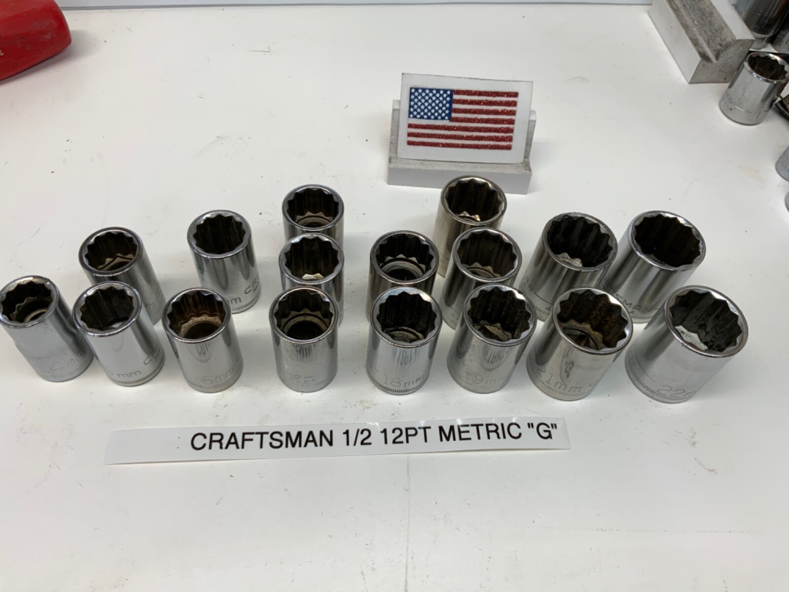 Craftsman 1/2 drive 12pt Shallow “G” Series METRIC Sockets 10-22mm Choose - USA