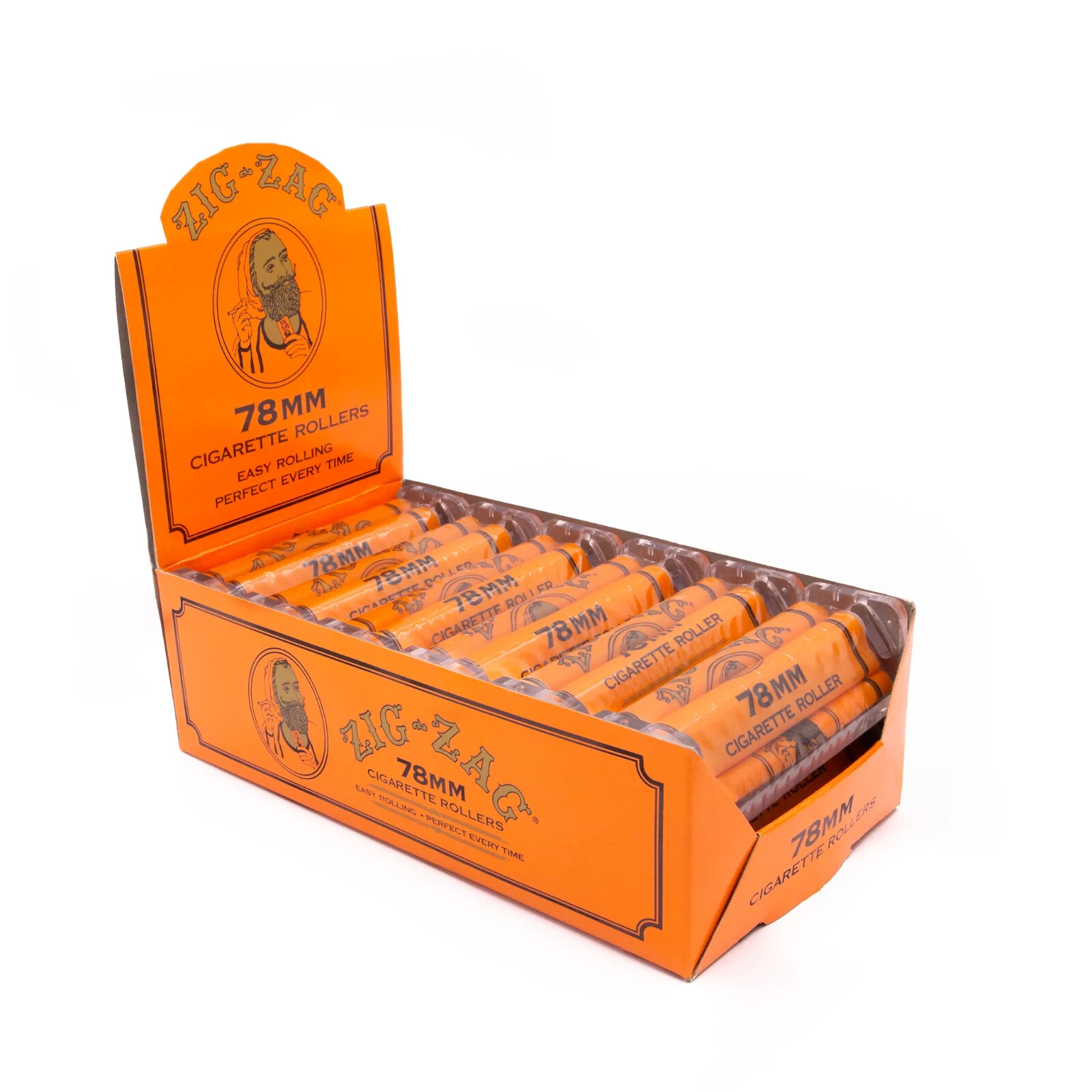 😎 FULL BOX ZIG-ZAG 78 MM CIGARETTE ROLLERS ORANGE 12 PACKS AUTHENTIC NEW IN BOX