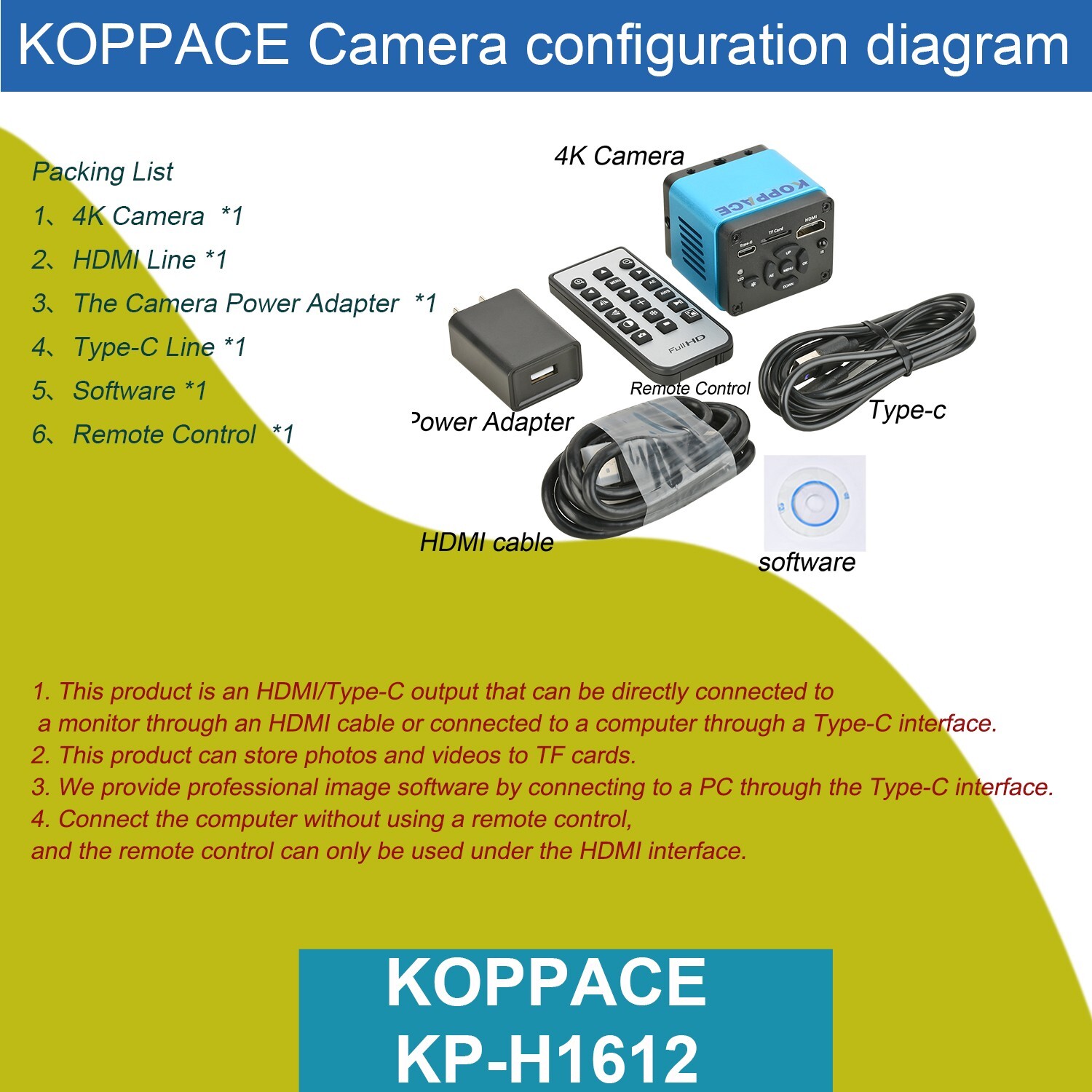 KOPPACE 4k HD Microscope Camera HDMI/Type-C Output of 8.3 Million Pixels