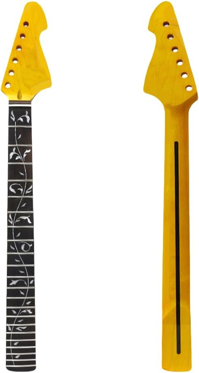 Yellow Maple Wood Electric Guitar Neck, 22 Frets Rosewood Fingerboard Tree Inlay
