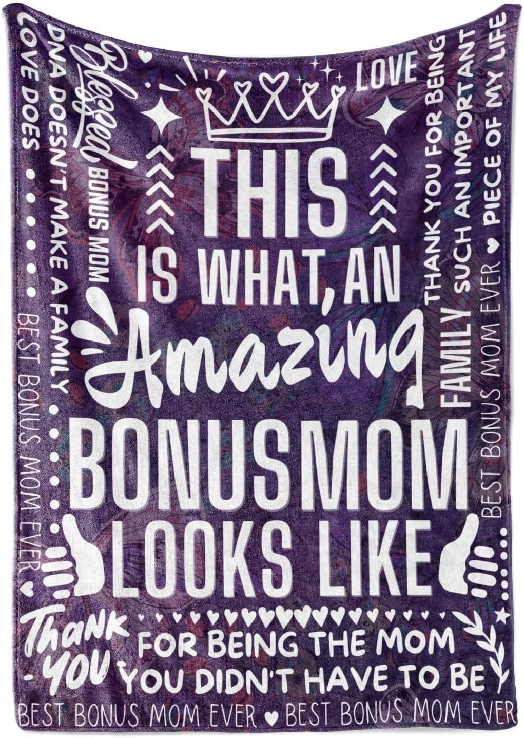 Bonus Mom Stepmom Gifts, Soft Throw Blanket for Mother'S Day Birthday Christmas