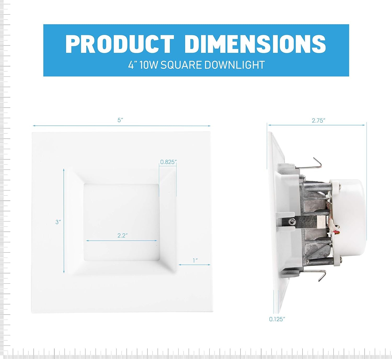 PARMID - 4 inch Dimmable LED Square Recessed Retrofit Can Lights