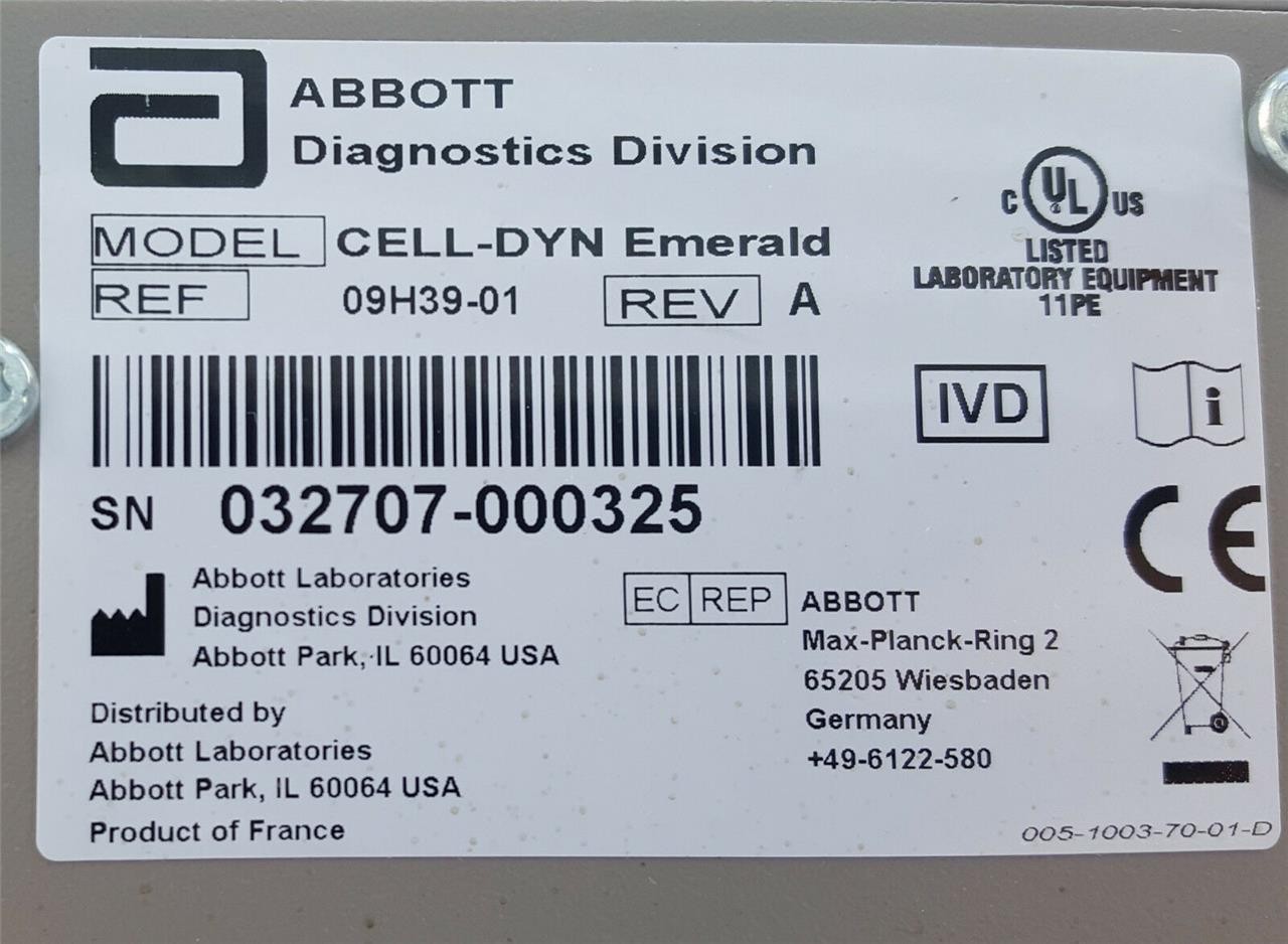 ABBOTT CELL-DYN Emerald 09H39-01 Rev. A Hematology System